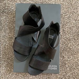 Eileen Fisher Black Leather Sandals